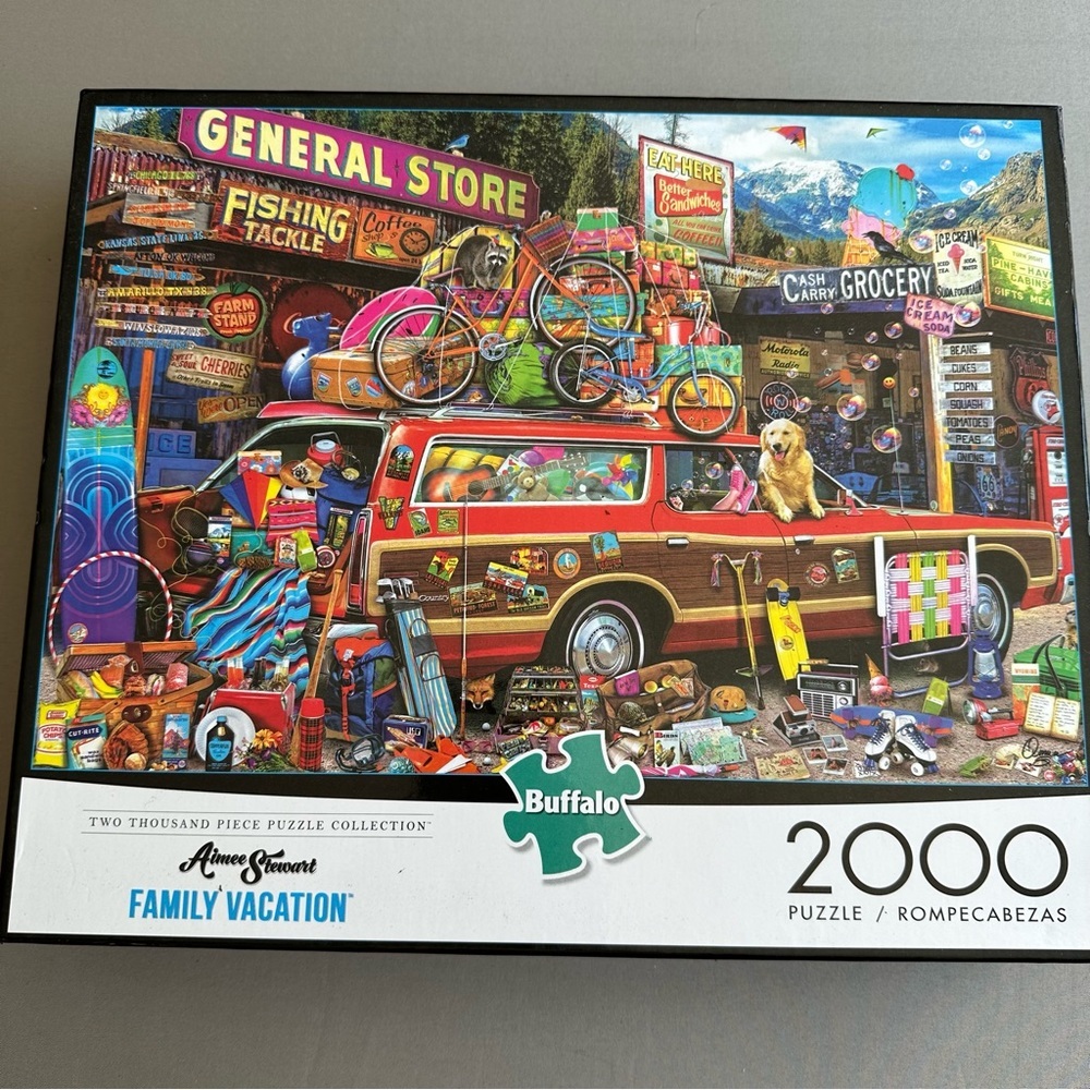 BUFFALO 2000pc Aimee Stewart Family Vacation fun and colorful puzzle.